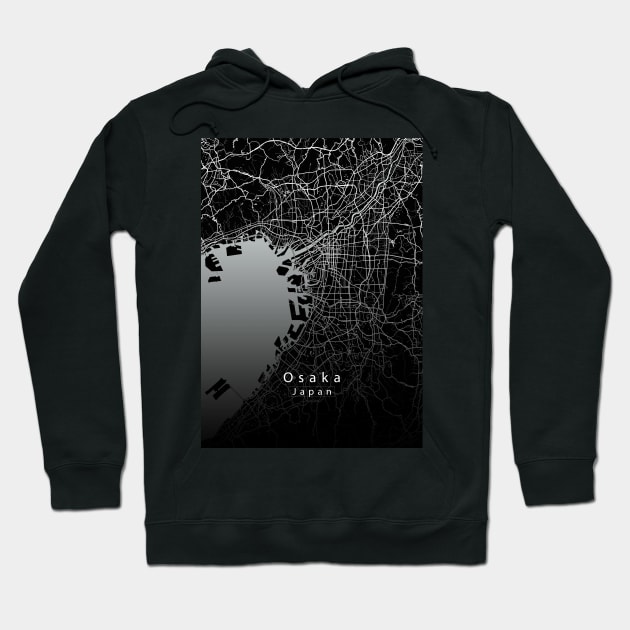 Osaka Japan City Map dark Hoodie by Robin-Niemczyk